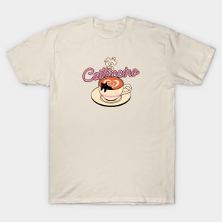 Cappuccino Black Cat in beige T-Shirt